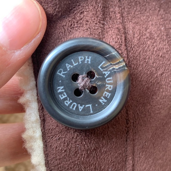 Lauren Ralph Lauren dry goods rich chocolate brown faux suede sherpa lined coat - Picture 4 of 16